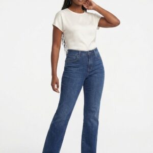 Jeans wide leg tono oscuro
