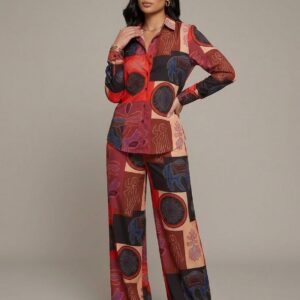 Conjunto dama estampado rojo