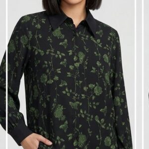 camisa negra con estampado floral